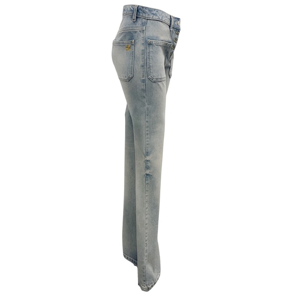 COURREGES LIGHT BLUE WASH FLARED DENIM JEANS - Picture 2 of 6